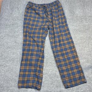 Eddie Bauer Pajama Pants Mens XL Blue Plaid Flannel Cotton Drawstring Waist Warm